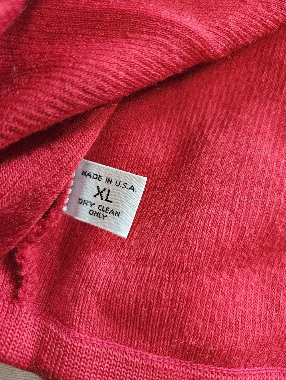 St Croix Knits Mens XL Vintage Red Zephyr Wool Sweater V Neck Long Sleeve USA